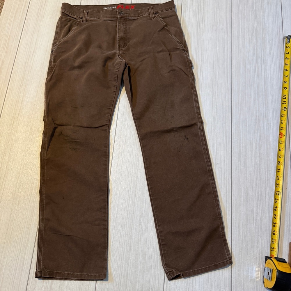 Dickies Flex Brown Carpenter Pants Mens 34x32 Regular Fit Utility Workwear Indie